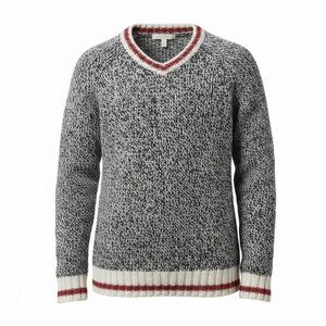 ROOTS Cabin Collection V-Neck Sweater Ragg Knit Wool Blend Size Large 9-10 Gray